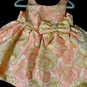 Baby girl Rare Edition pink and Gold dress with side bow